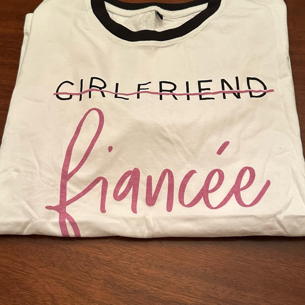Fiancée Graphic Kids Shirt - White & Pink